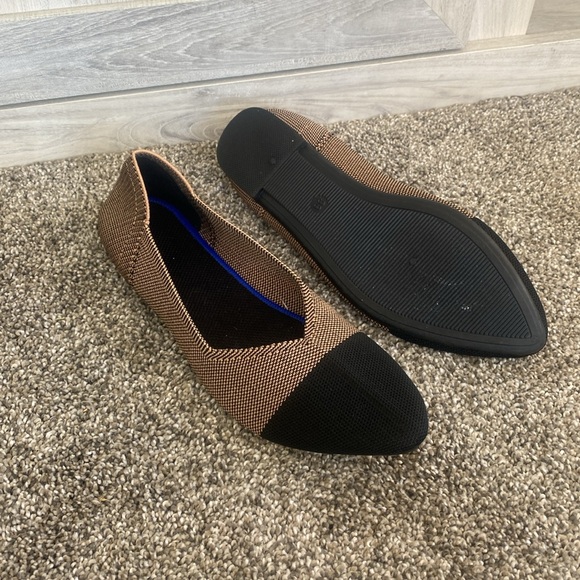 Pointed Toe Ballet Flats Size 38 Camel Captoe Woven Fabric Upper Slip On - Picture 6 of 6